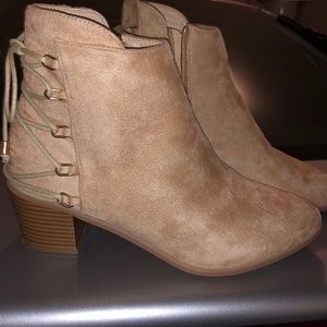 Beige Suede Booties